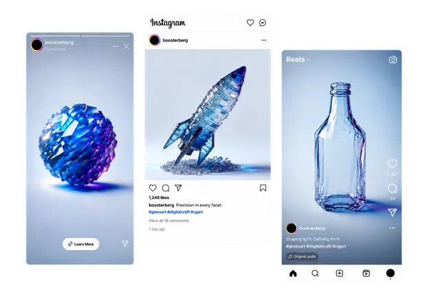 Facebook, Instagram Feed and Reels placement examples